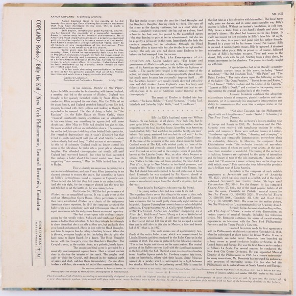 Copland-Leonard Bernstein, New York Philharmonic–Billy The Kid/Rodeo LP Record - Picture 2 of 16